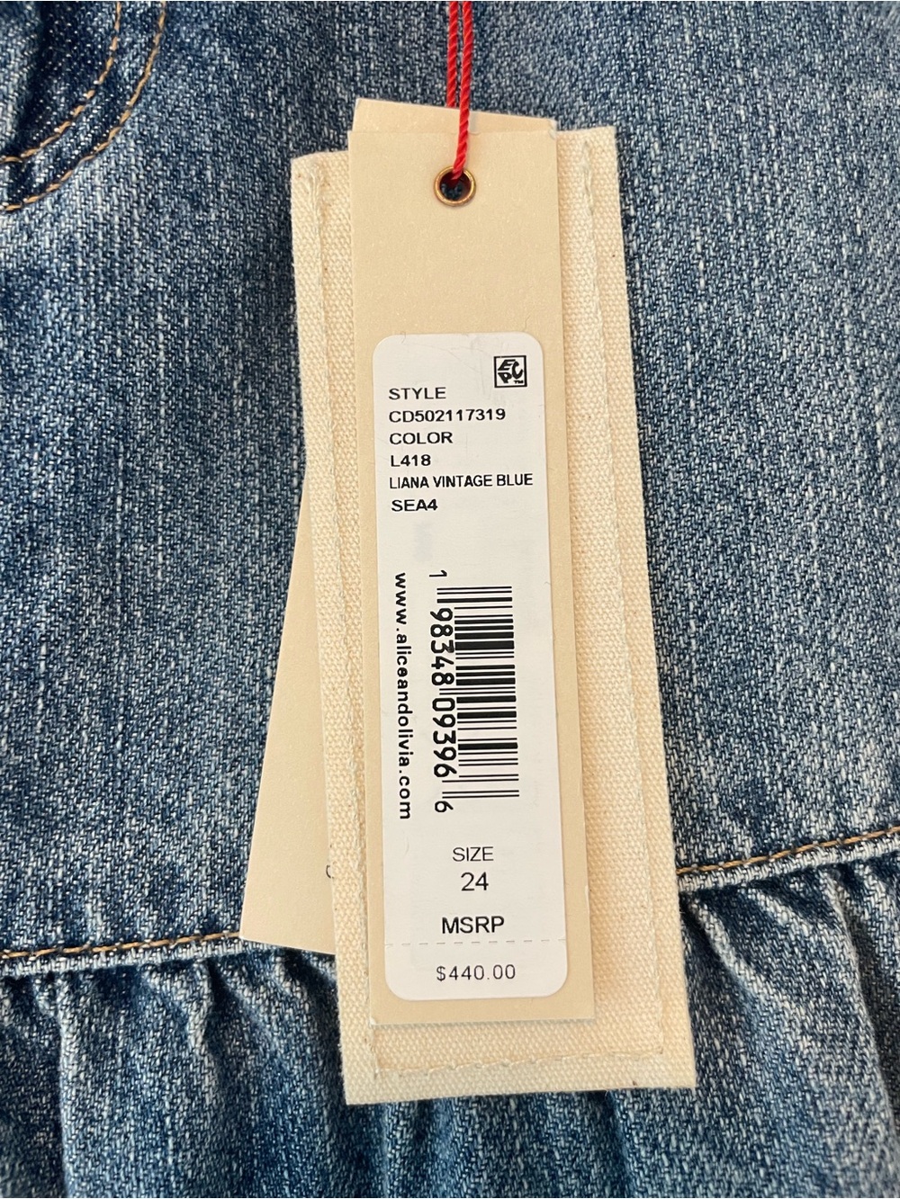 Alice + Olivia Washed Blue Tiered Denim Maxi Skirt - Picture 5 of 7